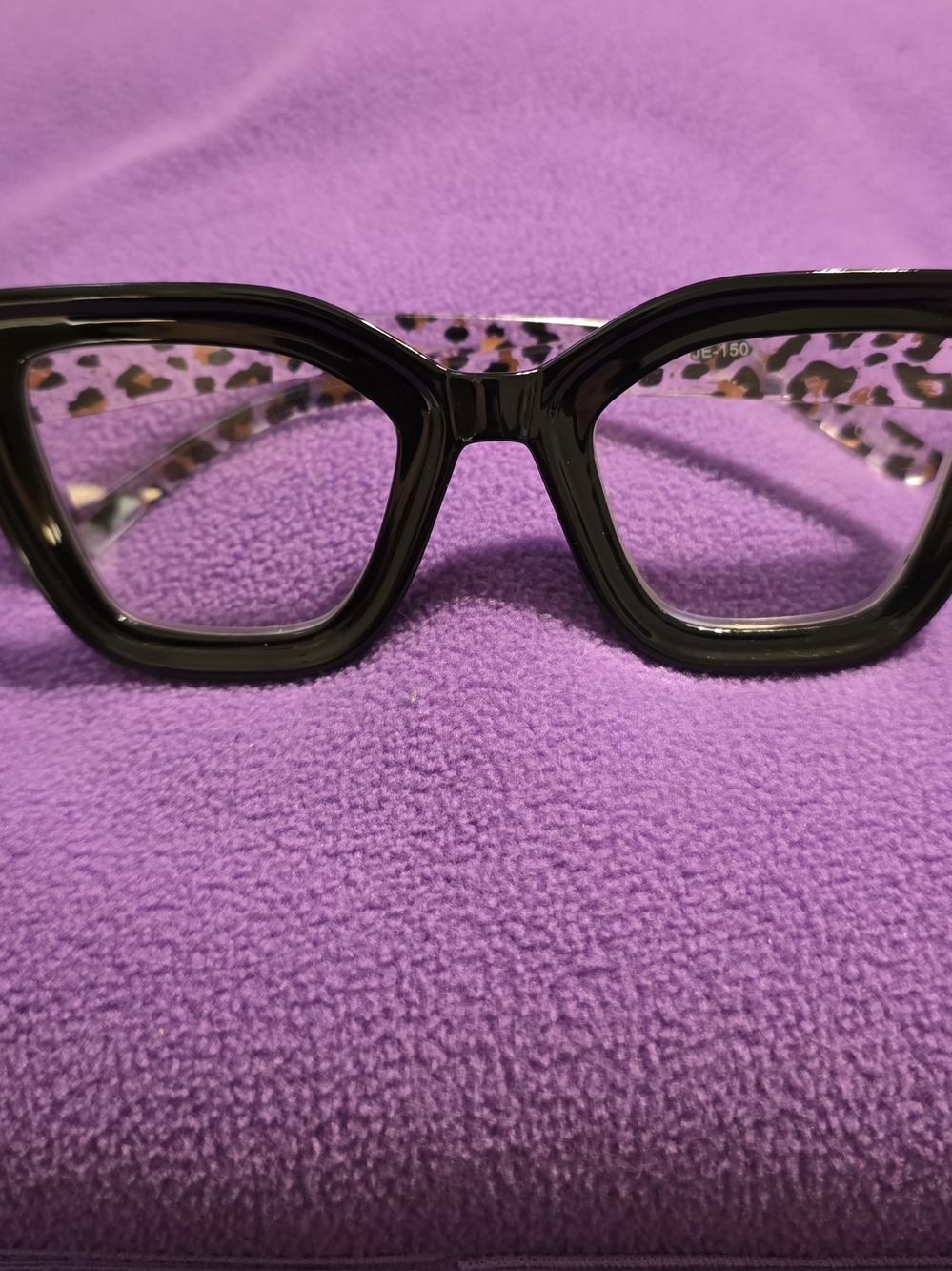 Lane Bryant Chunky Geometric Cat Eye Reading Glasses Purple Leopard Print 1.50